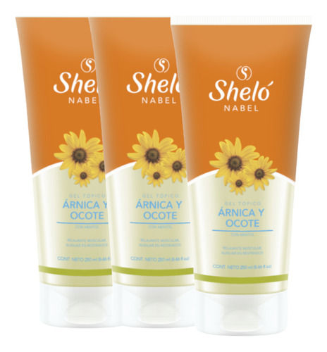 Gel Topico Arnica Y Ocote Shelo Nabel® 250ml. 3 Piezas