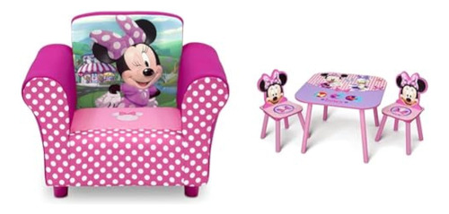 Juego De Silla Tapizada, Madera, Minnie Mouse De Disney Y