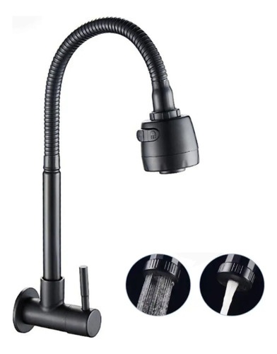 Grifo Pesado De Agua Fria P/cocina, Resorte Flexible Negro