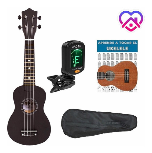 Combo Ukelele Soprano Importado Con Funda Afinador Libro