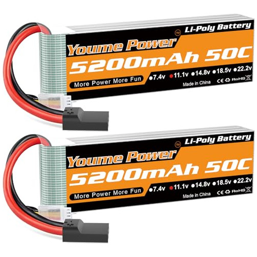Batería Lipo 3s, 2 Packs 11.1v 5200mah Con Tr Plug Para Rc C