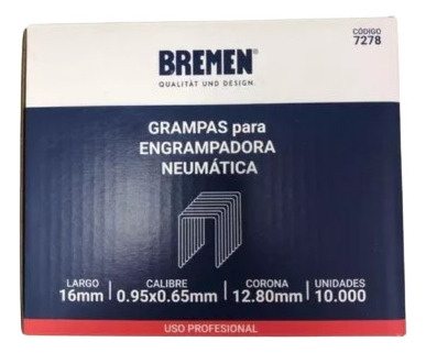 Grampa Engrampadora Neumatica Bremen 7278 12,8x16mm Ionlux