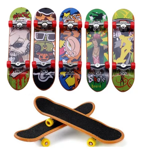 Kit 5 Skate De Dedo Mini Prancha Shape Com Lixa Truck Metal