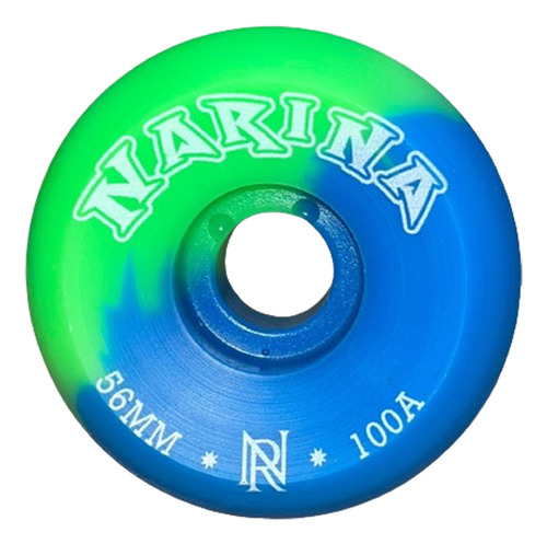 Roda Narina 56mm Azul/verde Rajada 100a