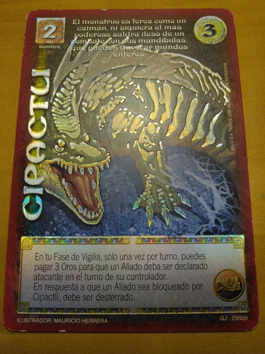 Cipactli. Carta Myl Guerrero Jaguar. Salo