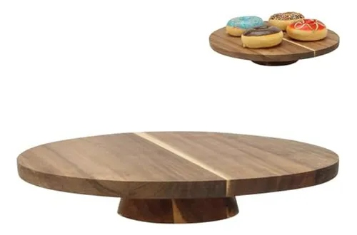 Stand De Madera Redondo 12'' Para Pasteles Y Servir Comida