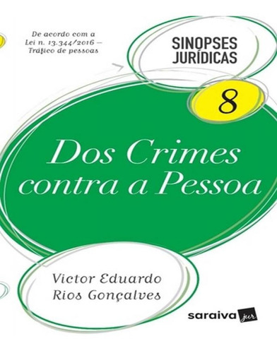 Dos Crimes Contra A Pessoa - Vol 08 - 20 Ed, De Gonçalves, Victor Eduardo Rios. Editora Saraiva, Capa Mole, Edição 20 Em Português