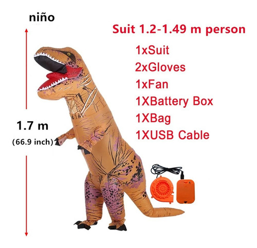 Imagen 5 de 10 de Disfraz Inflable Dinosaurio T-rex Disfraces Para Cosplays