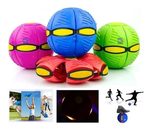 Imagen 1 de 8 de Pelota Mágica Disco Ball Ufo Frisbee Luz Led Se Aplasta