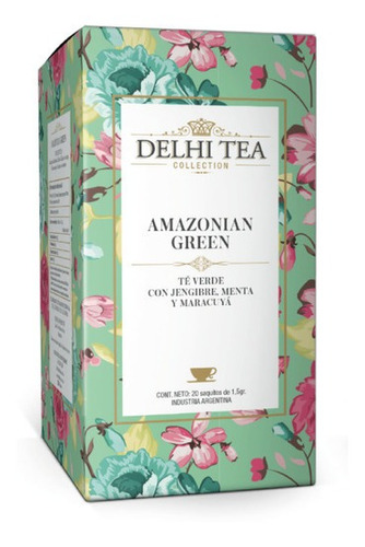 Imagen 1 de 4 de Te Premium Delhi Tea X 20 Saq. Amazonian Green