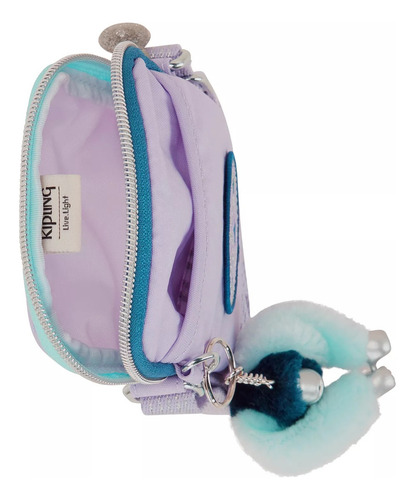 Bolsa Crossbody Kipling Tally Diseño Solido De Nylon Endless Lil Fun Asas Color Lila Y Plateado