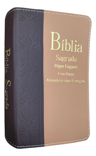 Bíblia Sagrada Com Harpa Letra Hiper Gigante E Índice Lateral Luxo Vinho Com Caramelo