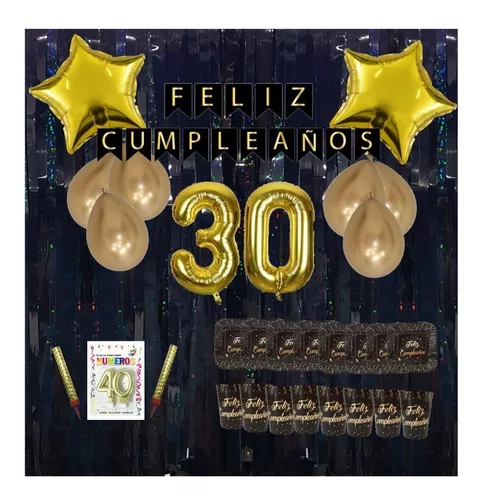  Decoraciones de cumpleaños número 30 para él y hombres, columna  de globos de 30 cumpleaños para decoraciones de fiesta de 30 años y  decoraciones de aniversario de boda 30 (negro y