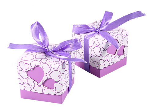 Cajas De Caramelos Moradas Con Forma De Corazón De Amor Para