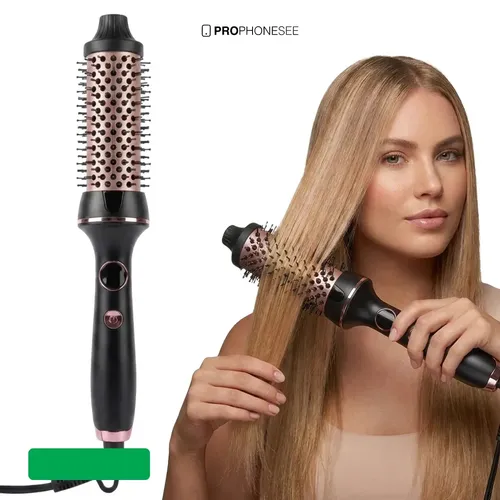 Escova Modeladora Elétrica Profissional Secadora Alisadora Com Ions Negativos Anti Frizz Em Cerâmica Que Seca Alisa... Preto 127/220v