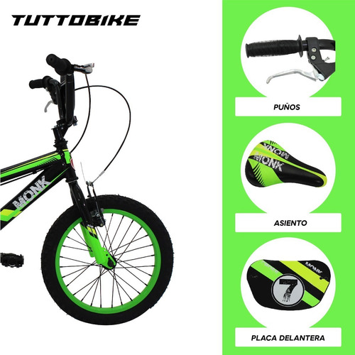 Bicicleta Para Niño Rodada 16 1 Velocidad Monk Bose Cross Color Verde