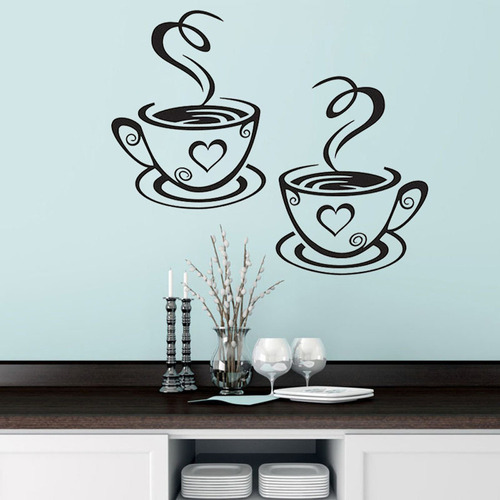 Pegatinas De Pared De Cocina Para Tazas De Café, Vinilos Art