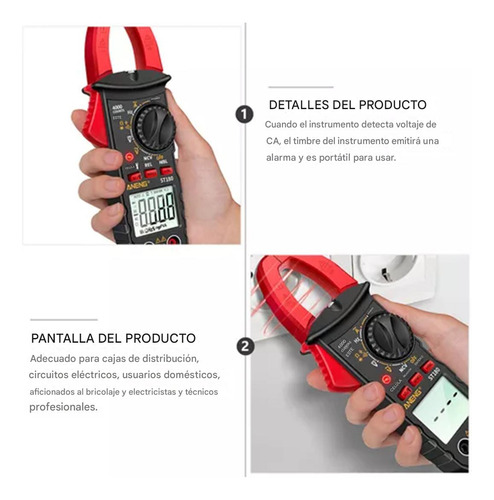 Pinza Amperimétrica Digital Portátil Con Rango Automático, 4