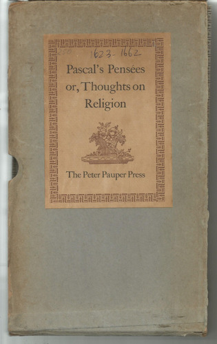 Pascal´s Pensées Or, Thoughts On Religion Pensamientos