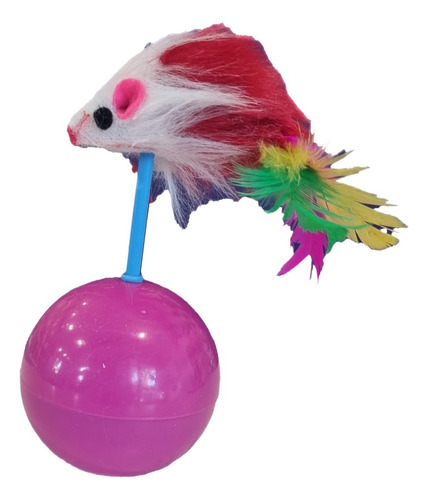 Juguete Para Gato Tentempie Raton Equilibrista Con Plumas