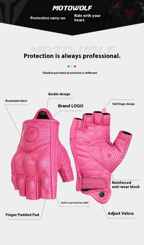 Guantes De Cuero Transpirables Con Medio Dedo Para Equitació