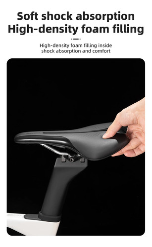 Asiento Bicicleta Mtb Ruta Prostático Impermeable Rockbros Negro 25.5 Cm 15.5 Cm