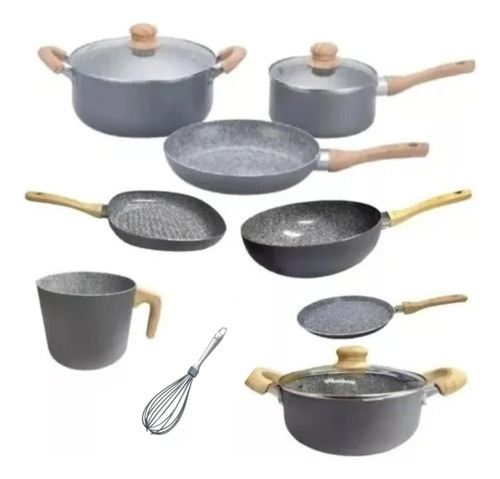 Set Jarr Panq Wok Olla26cm Hudson Granito Antiadherente 11pz