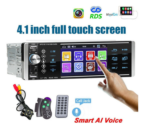 Para Auto Estéreo Bluetooth Mp5 4168ai Aux Tf Reversa Cámara
