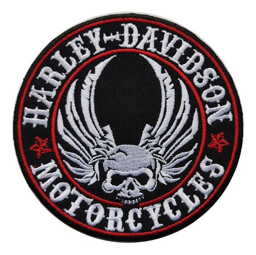 Parche Bordado Skull Wings Harley Davidson Motorcycle Craneo