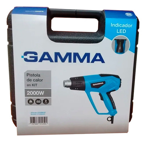 Pistola De Calor Gamma Temp. Variable 2000w G1936kar + Kit