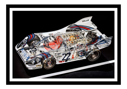 Porsche 917k 24hs Le Mans Mecanica Cuadro Enmarcado 45x30cm