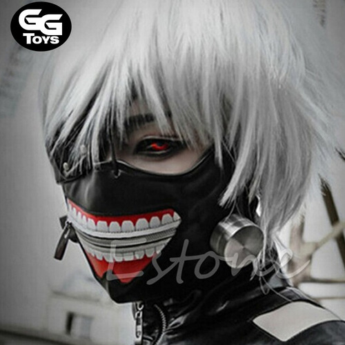 Imagen 2 de 4 de Mascara De Kaneki Tokyo Ghoul Ajustable / Incluye El Parche