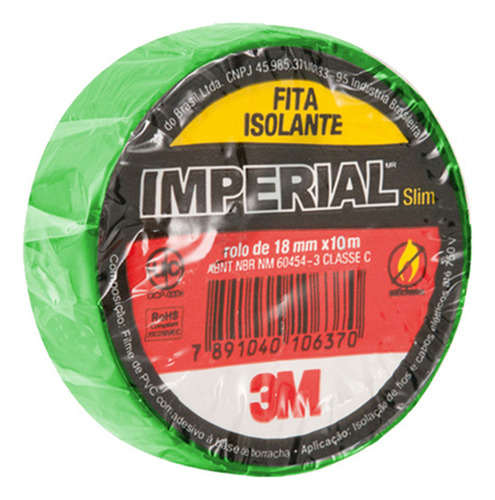 Fita Isolante Imperial Cores Verde 18mmx10m Pcote 10 Un