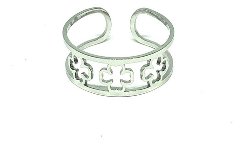 Imagen 6 de 6 de 3 Anillo Acero Inoxidable Plateado Doble Medida Ajustable