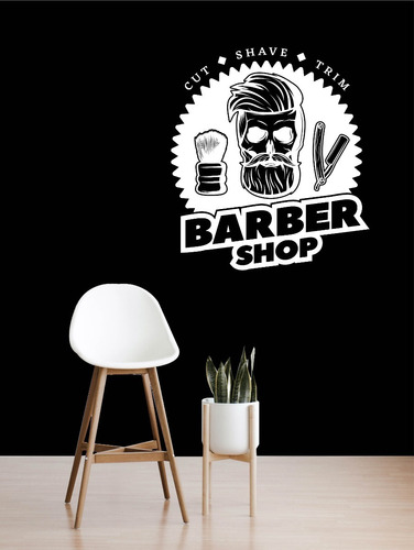 Vinil Decorativo Barbería Logo Círculo Para Pared