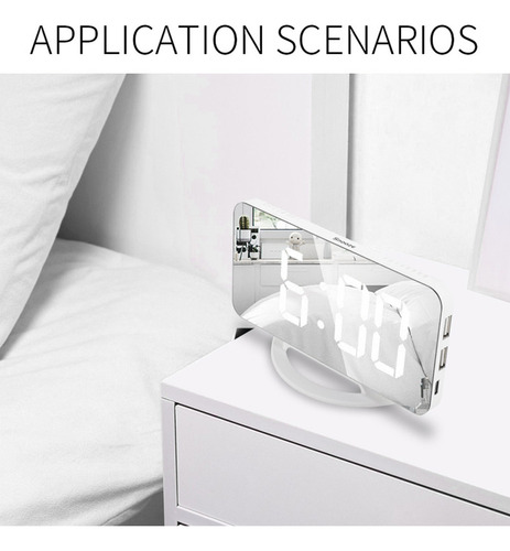 D Despertador Led Con Espejo: Brillo Ajustable,