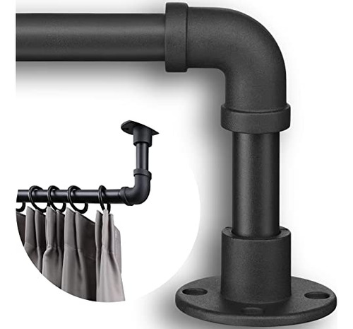 Industrial Curtain Rods - Matte Black Pipe Curtain Rod ...