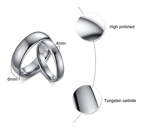Anillo De Tungsteno Plateado Pareja Boda Matrimonio
