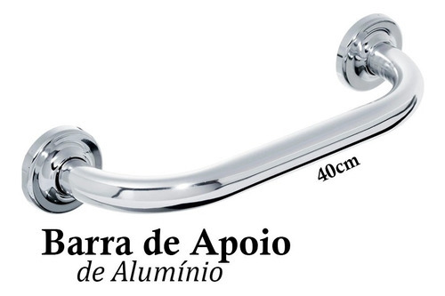 Alça Barra De Apoio Para Banheiro Idoso 40cm Aluminio Cor Cinza
