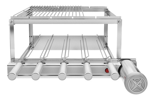 Gira Grill Churrasqueira Inox 5 Espetos + 3 Grelhas + Brinde