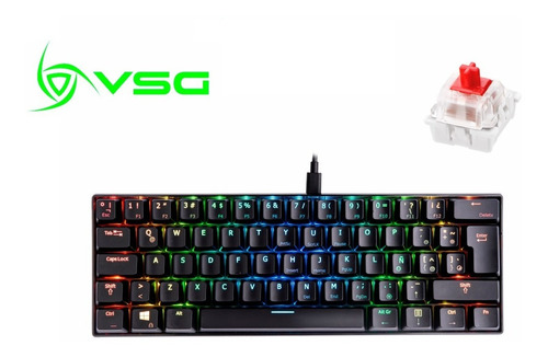 Teclado Mecánico 60% Vsg Mintaka Rgb  Switches Red - Negro