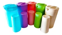 Comprar 5 Jarras Plástico 1.5 Lts Con 15 Vasos Lisos