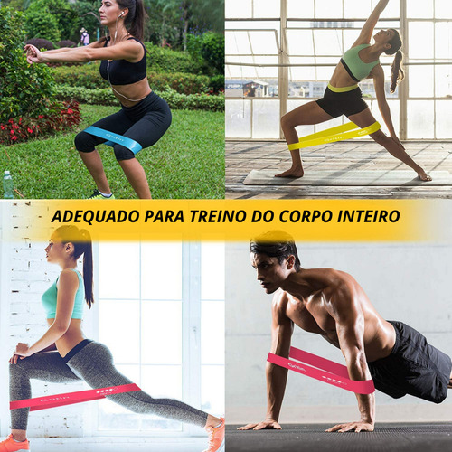 Kit 5 Mini Band Faixa Elástica Treino Fisioterapia Pilates Cor Preto