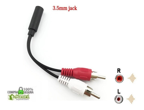 Imagen 4 de 5 de Cable Audio Rca Jack 3.5mm Hembra Rojo Blanco Auxiliar