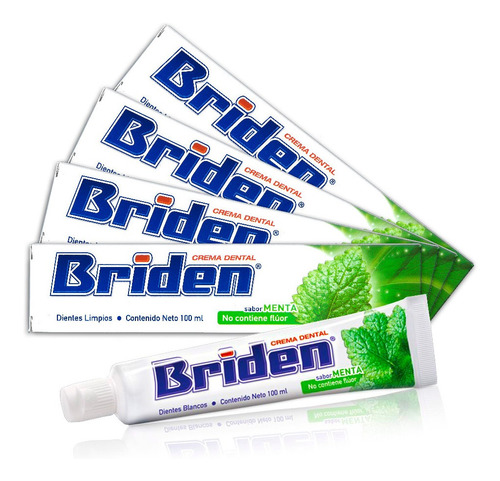 Pasta De Dientes Briden, Libre De Flúor, 4 Cajas De 100ml.