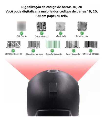 Leitor De Código De Barras Qr Fixo De Mesa 1d 2d Qr Usb