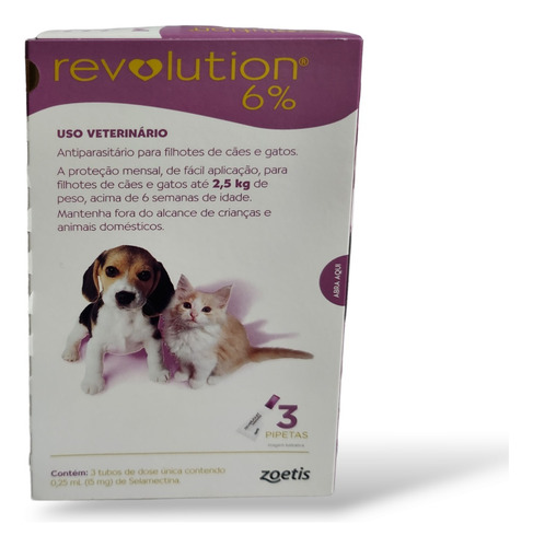 Revolution 6% Filhotes Cães E Gatos Até 2,5kg Cx 3 Pipetas Rosa Claro