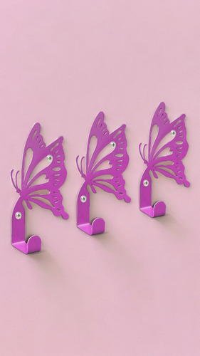 Porta Llaves De Pared Moderno Figura De Mariposa 1 Gancho Color Rosa