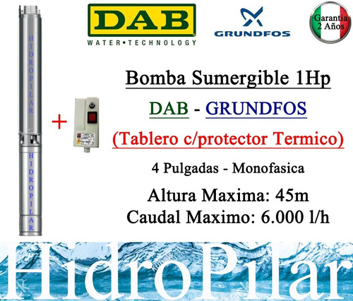 Bomba Sumergible Grundfos 1hp C/tablero Italiana Hidropilar