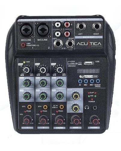 Imagen 10 de 10 de Consola Mixer Dj 4 Canales Usb Phantom Acustica Vx-200u